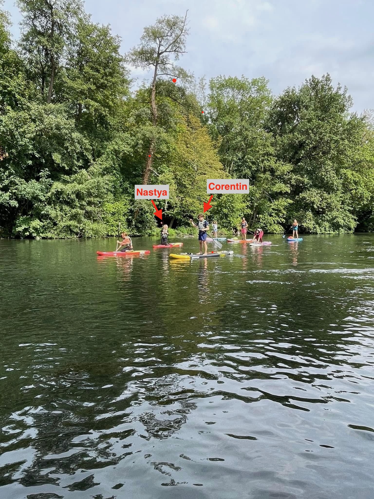 Paddleboarding together in July 2023